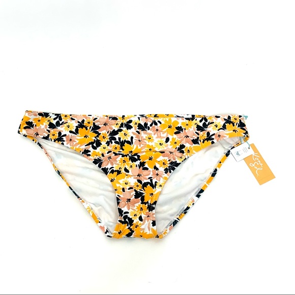 Kona Sol Medium Coverage Hipster Floral Bikini Bottoms Swimsuit Orange Pink Nwt - Picture 1 of 8